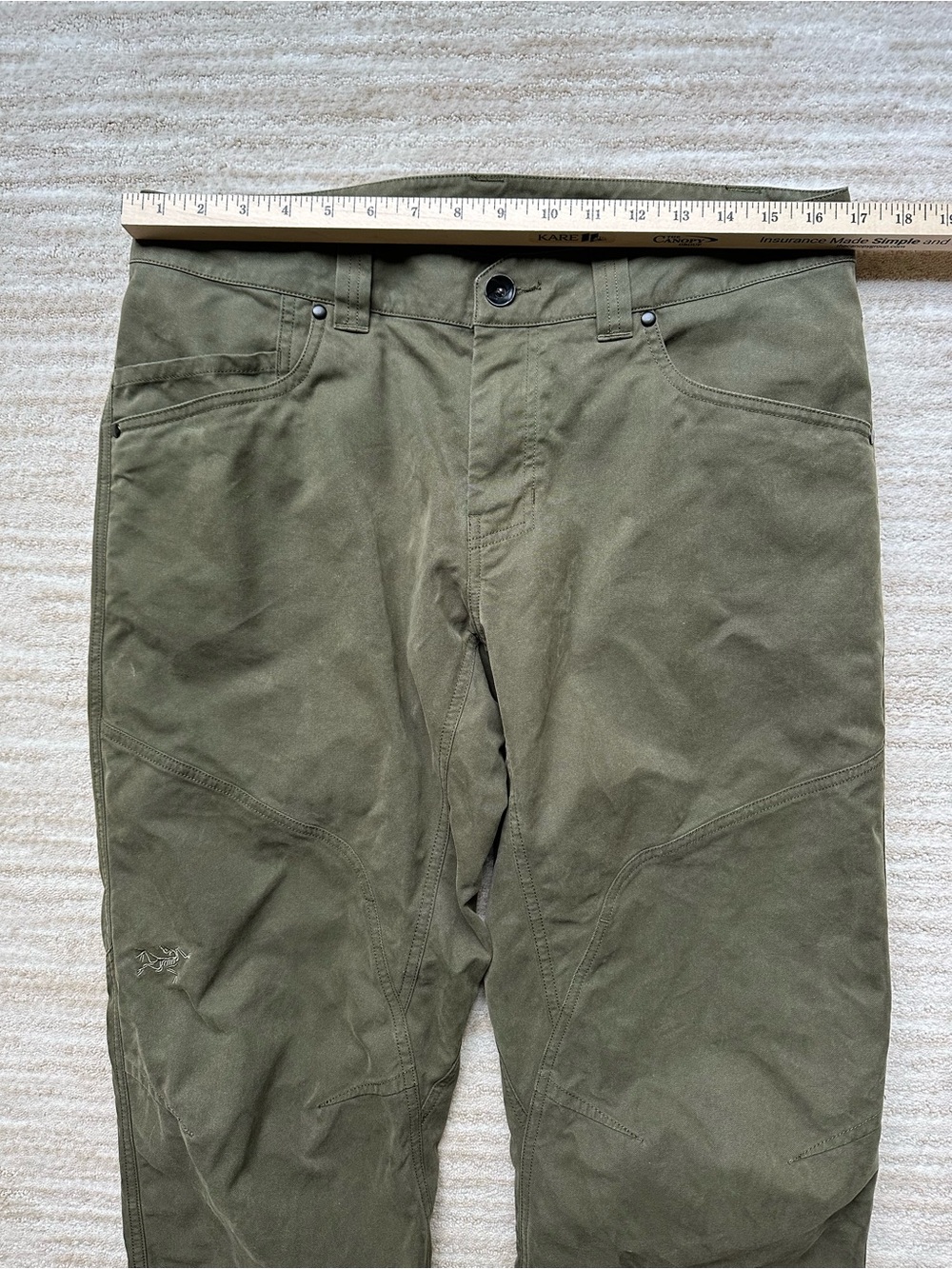 EUC Arc'teryx Cronin Cotton Pant Size Heavy Duty Climbing Utility Green 34” x32” - Picture 12 of 16